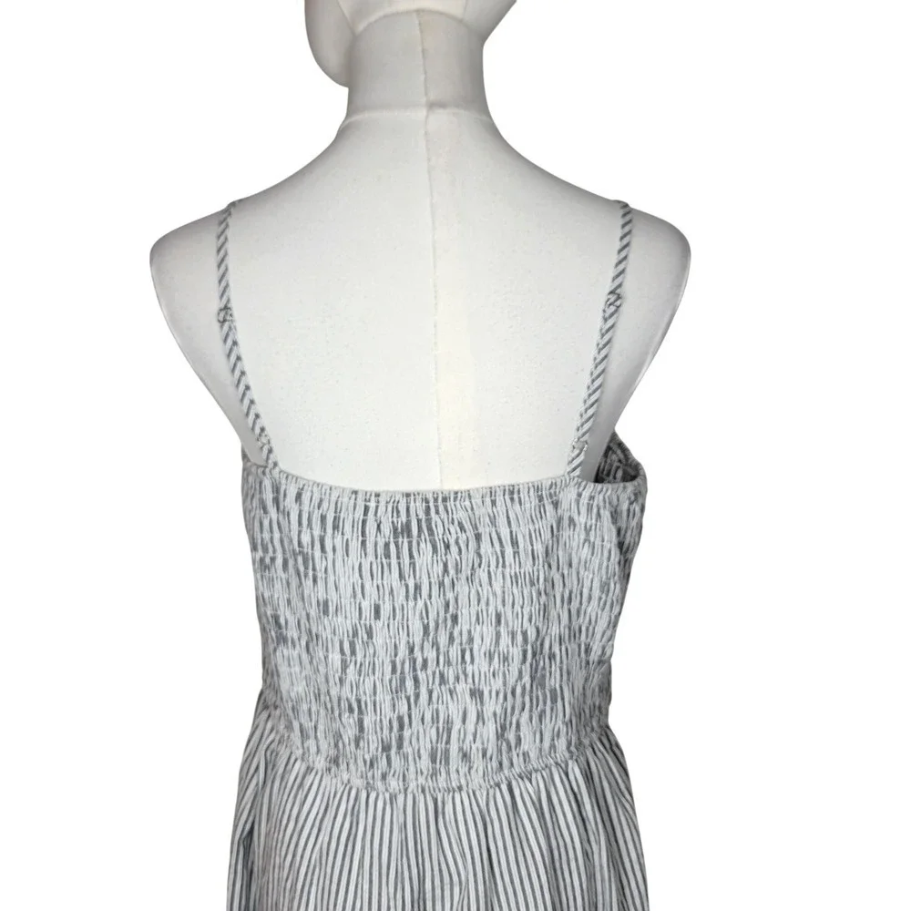 Savanna Jane Pinstripe Floral Embroidered Wide Leg Jumpsuit Large Boho Beach - Picture 13 of 13